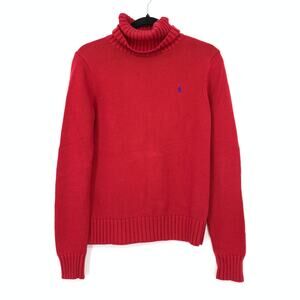 Y2K Ralph Lauren Sport Pullover Turtleneck Sweater Womens Size Medium Red